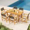 7 Piece Acacia Wood Dining Table Set with Cushioned Armchairs Natural Off White